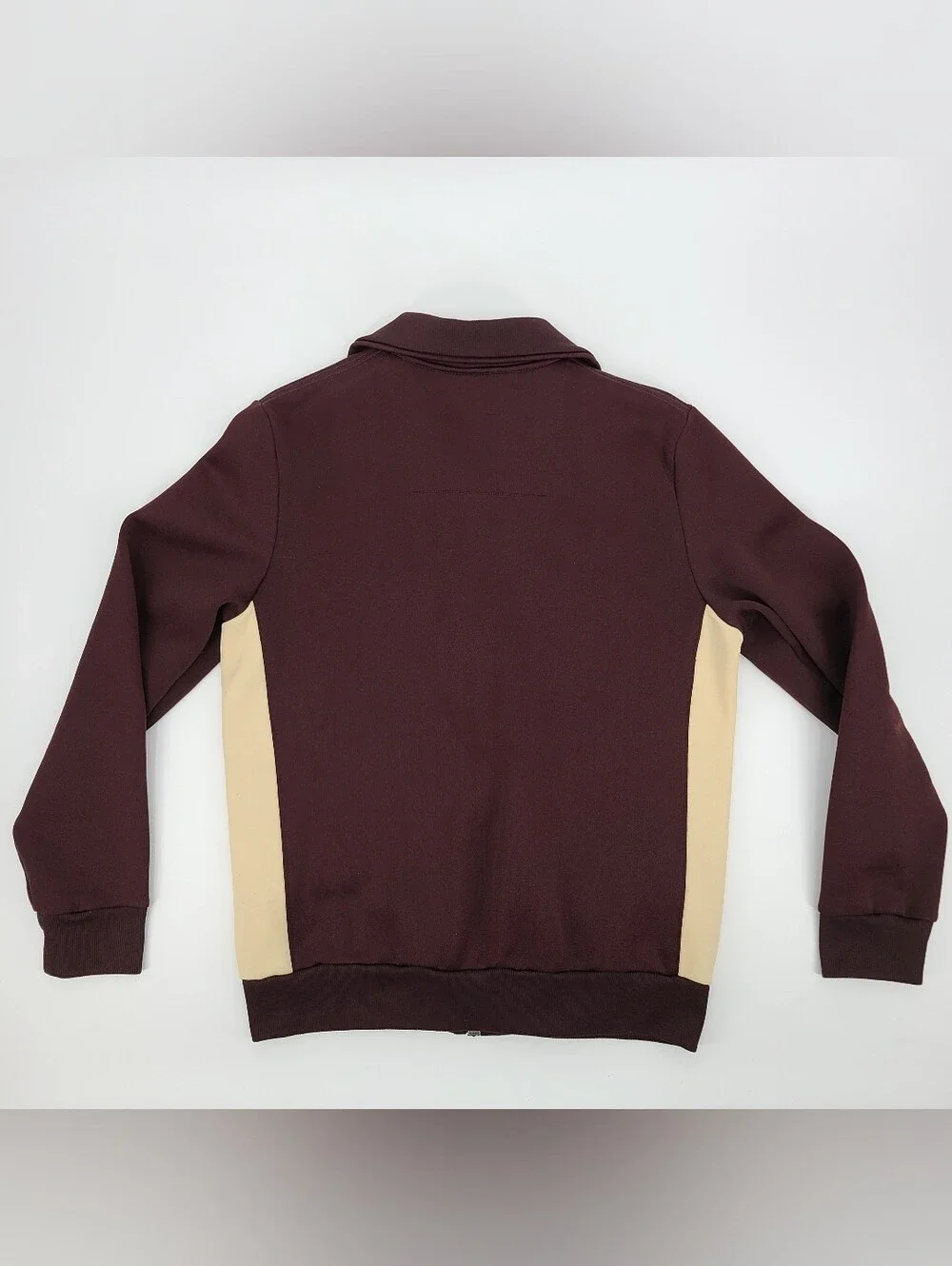 Y2K 2004 Banana Republic Maroon and Beige Fleece Zip Track Jacket Size Small